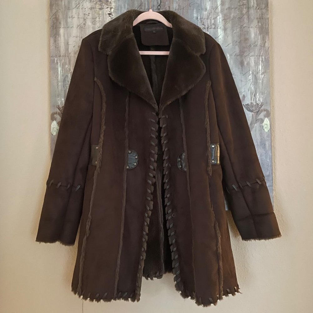 Via Spiga Luxe Faux Suede/Fur Coat